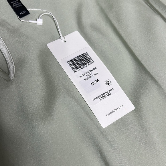 NWT Eileen Fisher mist silk spandex round crew neck sleeveless top - Picture 10 of 10